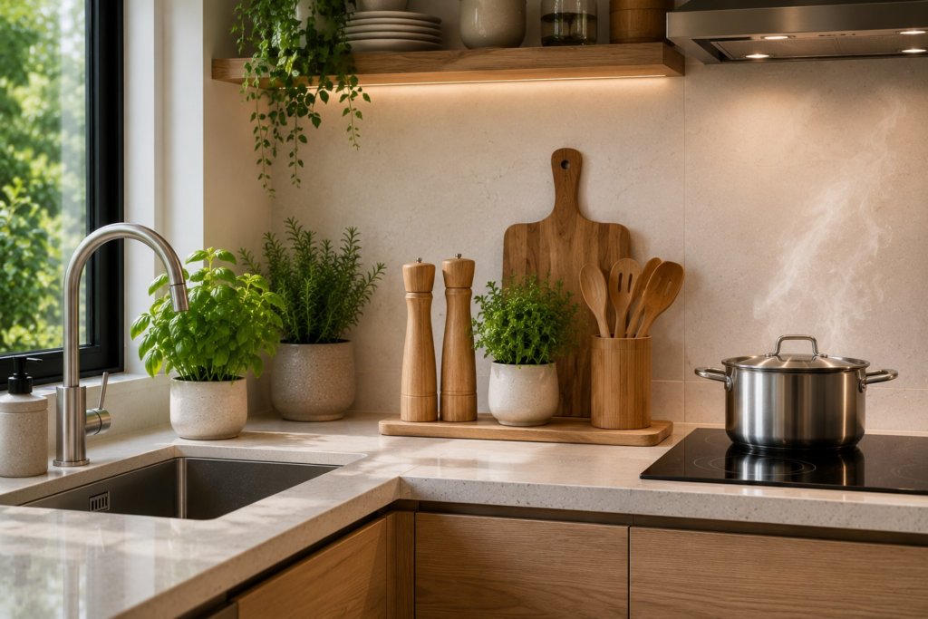 fuego y agua en una cocina feng shui