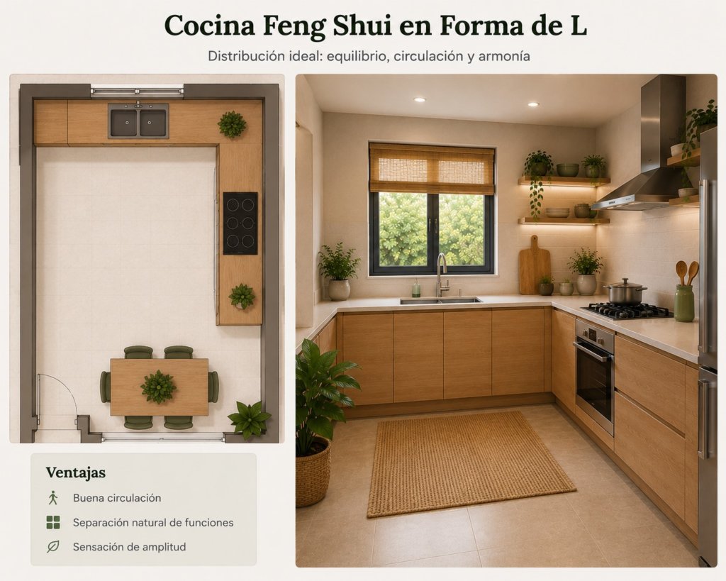 cocina feng shui en L