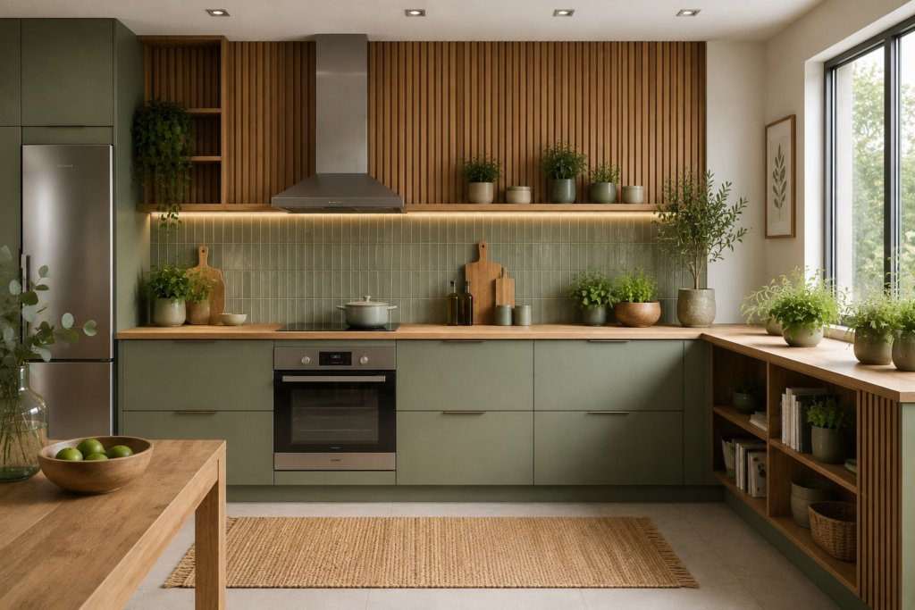 elemento madera aplicado a una cocina feng shui en el sector oeste