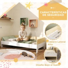 cama infantil de madera natural para dormitorio infantil segura