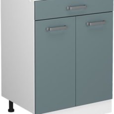 Mueble bajo de cocina 60 cm con cajón en gris azulado
