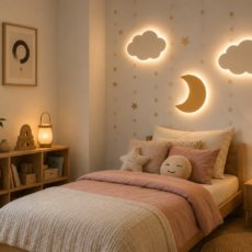 Eunoia Dream - Pack de 3 Apliques de Lámparas LED Pared Infantil 1 Luna y 2 Nubes | Luz Nocturna para Bebés y Niños Quitamiedos | Luz Cálida | Decoración Montessori | Ideal recién nacidos Baby shower