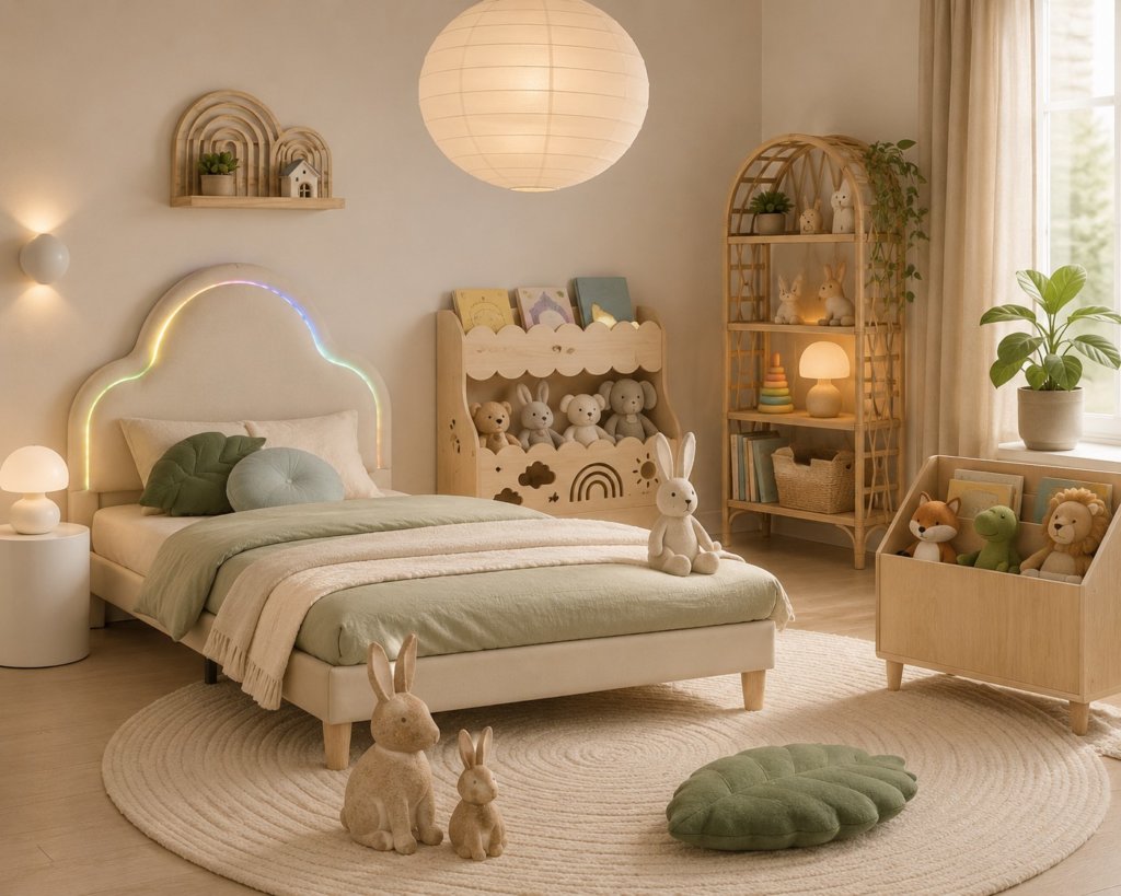Dormitorio infantil Feng Shui con decoración natural