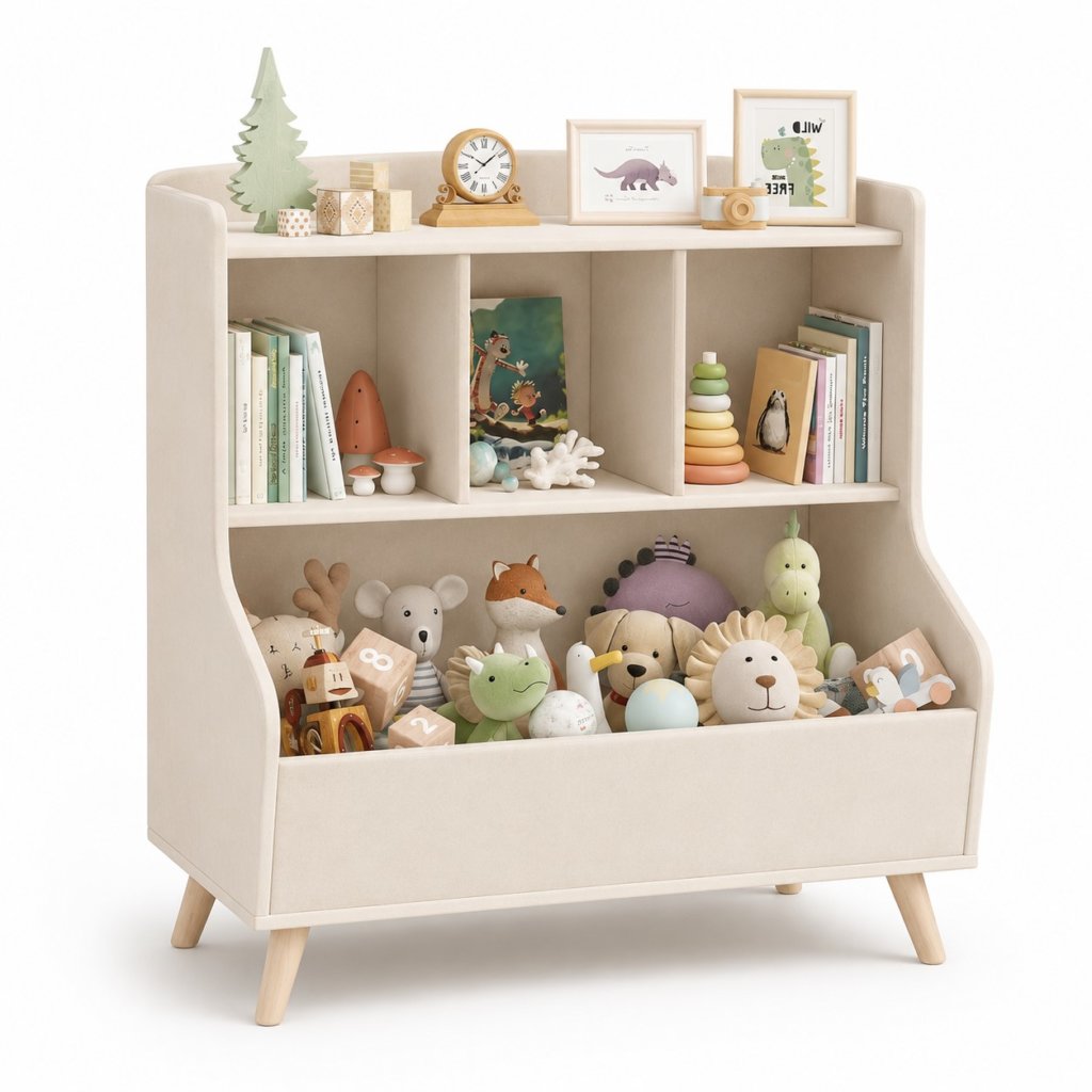 Librería infantil de madera con decoración natural Feng Shui
