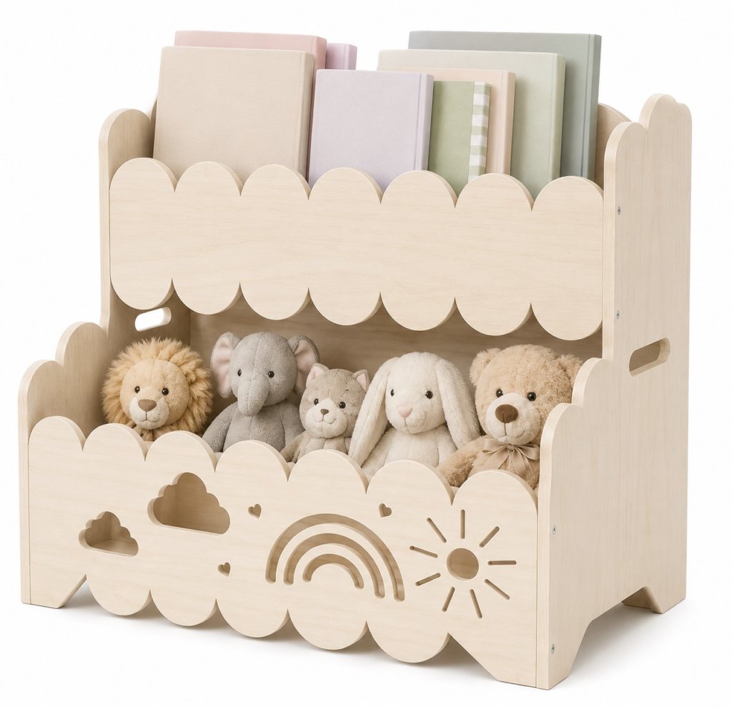 Organizador infantil de madera natural para dormitorio Feng Shui