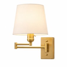 aplique de pared con brazo y pantalla de tela