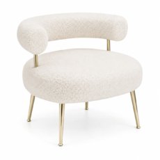 Sillón Moderno Tapizado Peluche Beige Respaldo Envolvente — VANTEN