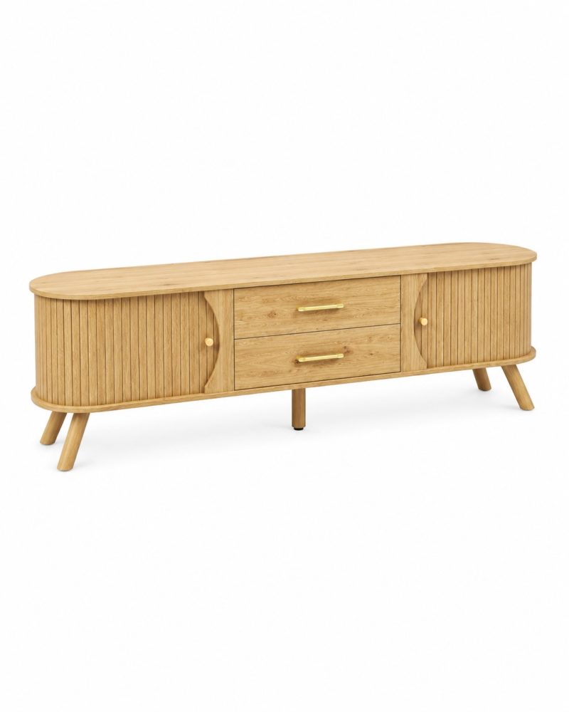 Mueble TV Forma Guisante Natural con Ranura Vertical — DACHETOU