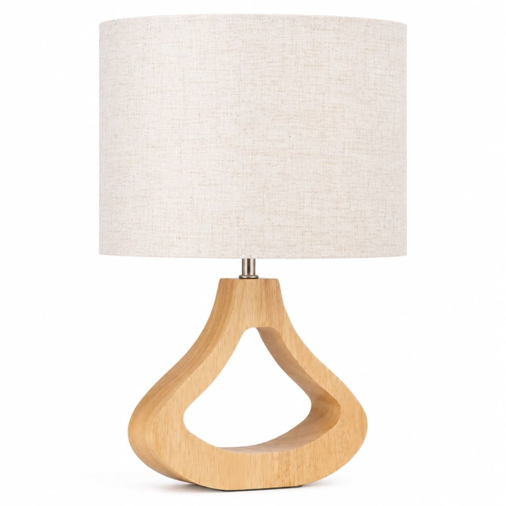 lampara de noche con base madera