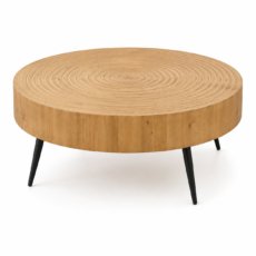 Mesa de Centro Redonda de Pino Vintage Marrón — Zouron