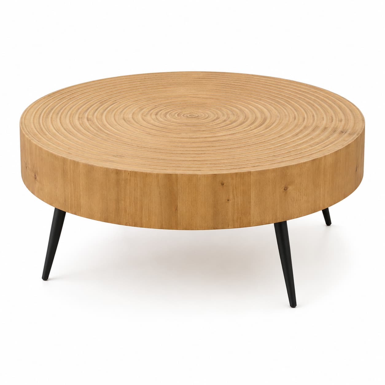 Mesa de Centro Redonda de Pino Vintage Marrón — Zouron