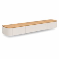 Mueble TV Suspendido Pared Blanco y Madera 140cm — Btsunotr