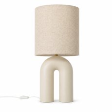Lámpara de Mesa Arco Orgánico Lino Beige — Qazqa Lotti