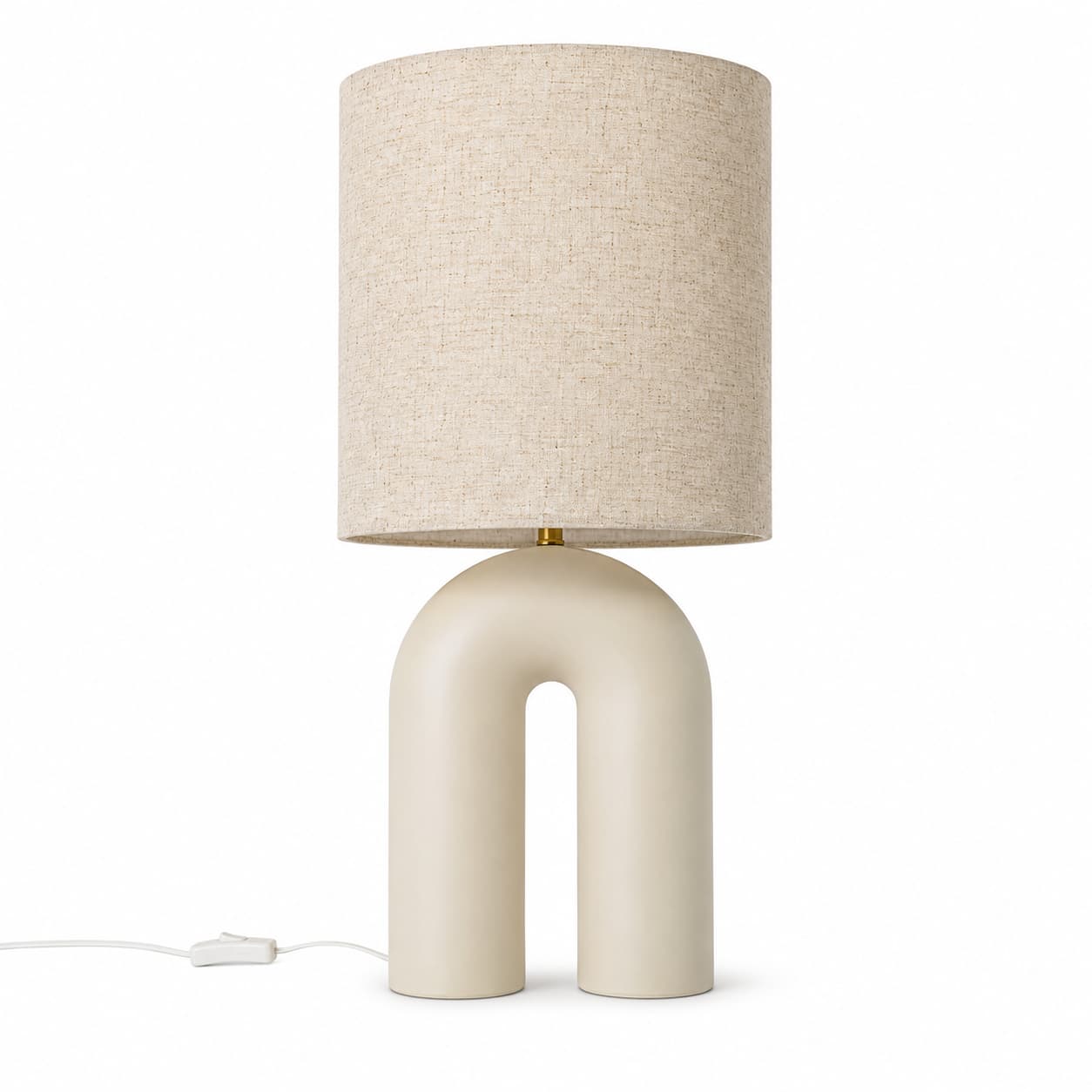 Lámpara de Mesa Arco Orgánico Lino Beige — Qazqa Lotti
