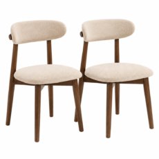 Pack 2 Sillas Comedor Madera y Lino Marrón — TAKUMI∝X