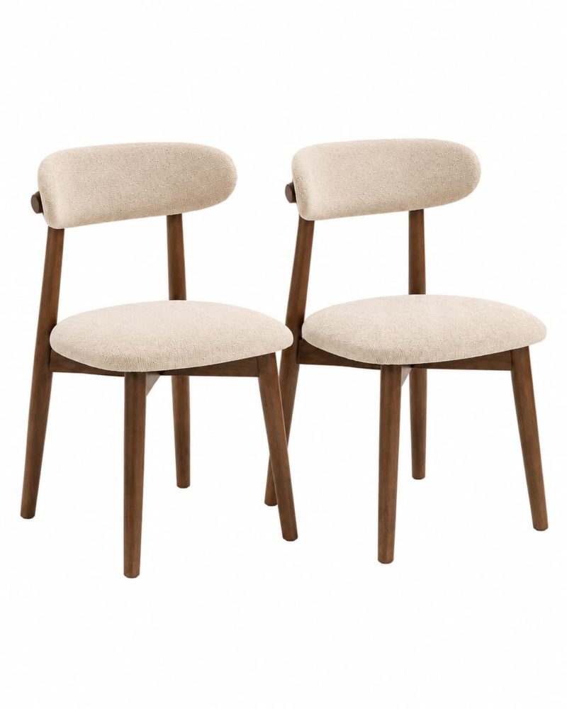 Pack 2 Sillas Comedor Madera y Lino Marrón — TAKUMI∝X