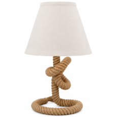 Lámpara de Mesa Cuerda de Lino y Pantalla Tela Beige — HOMCOM